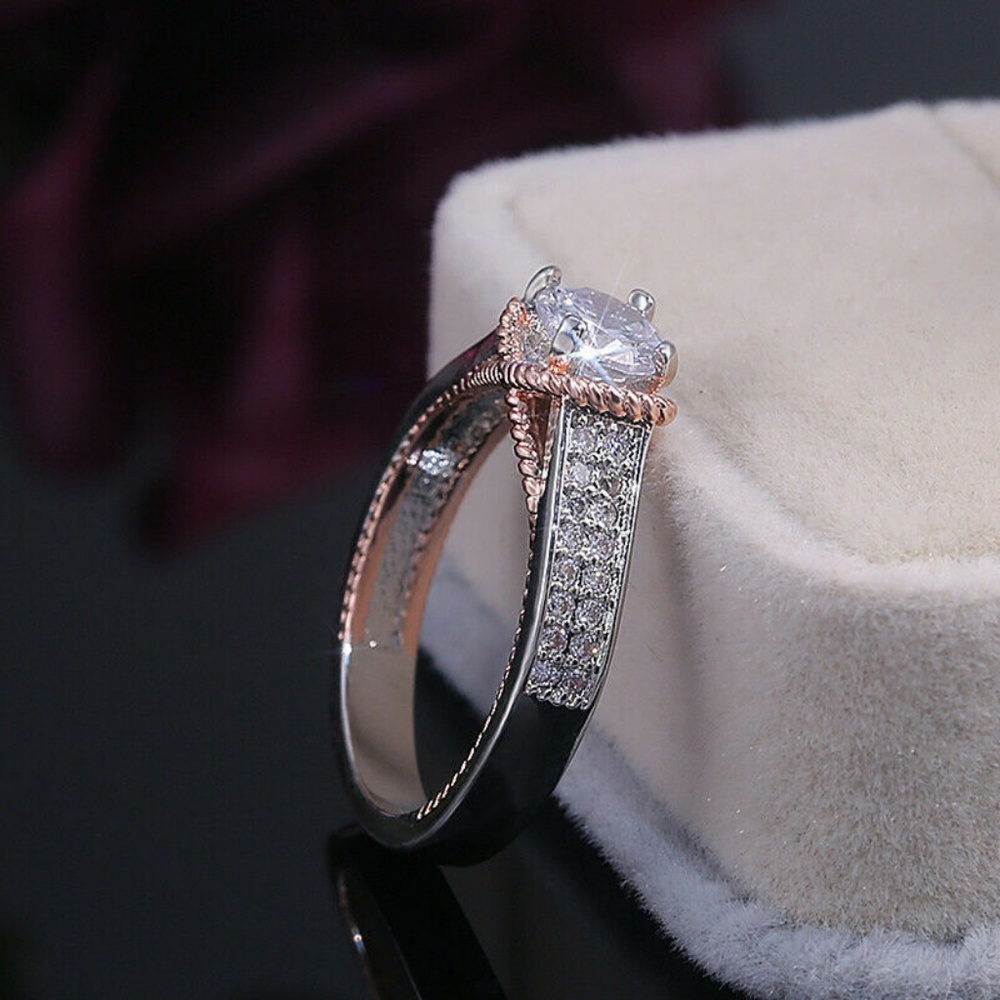 Exquisite Two Tone 925 Silver White Sapphire Ring - Picture 2 of 6
